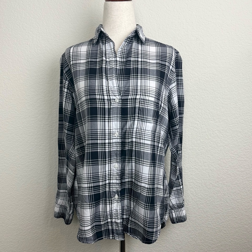 Grayson Frank and Eileen The Hero Button-Up Shirt Plaid Black and White Size XS